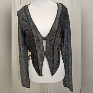 Urban Outfitters Shimmer Open-Front Cropped Cardigan | Size L